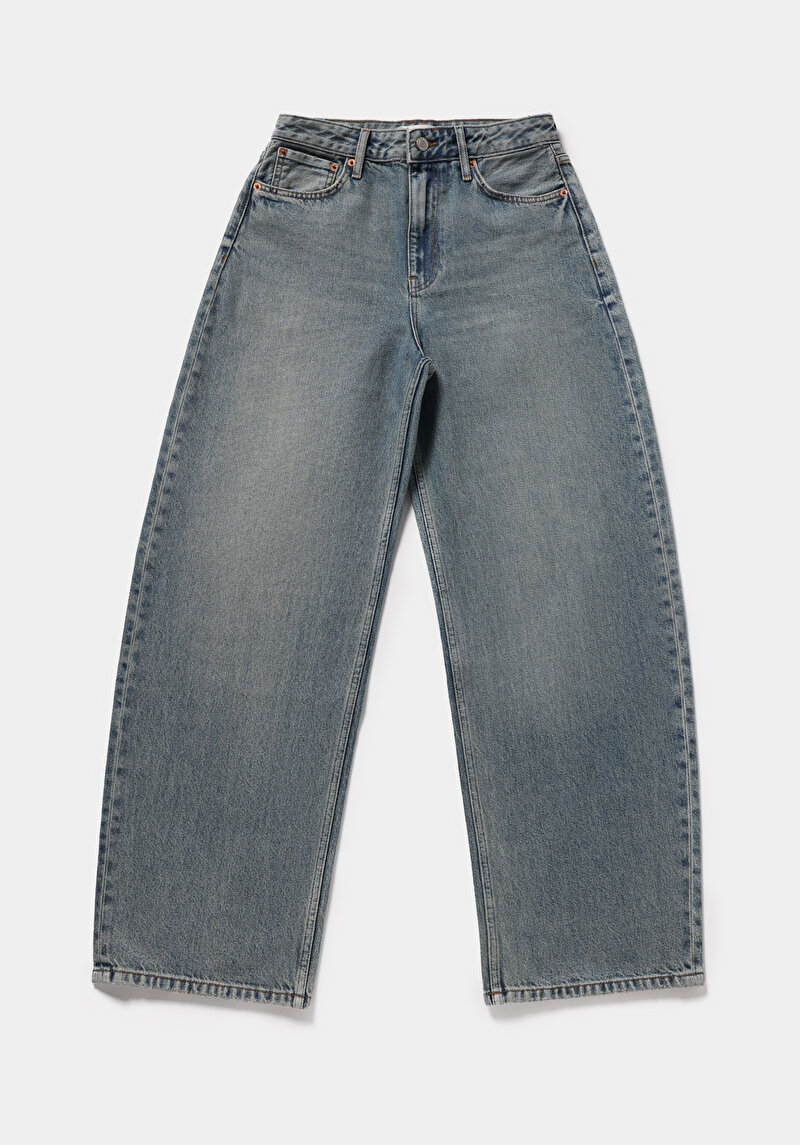 Baggy Tapered Fit   Kadın Green Cast Denim Jean Pantolon