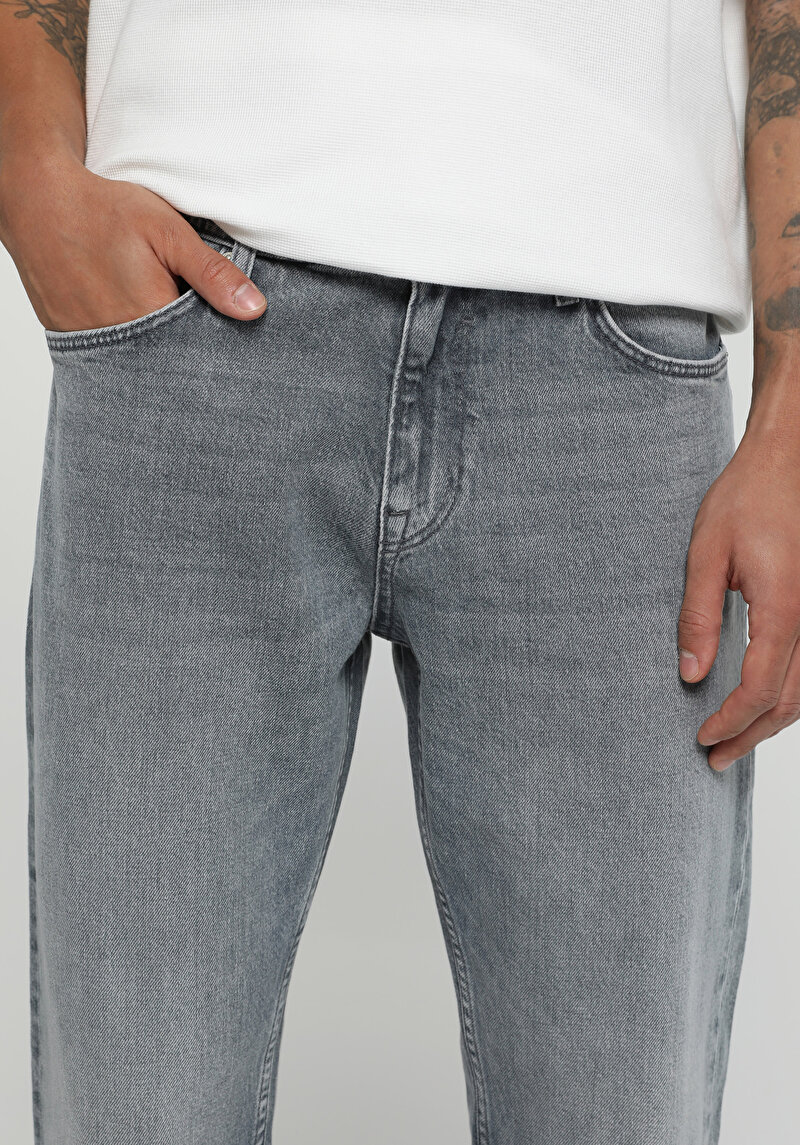 Regular Fit   Erkek Grey Denim Jean Pantolon