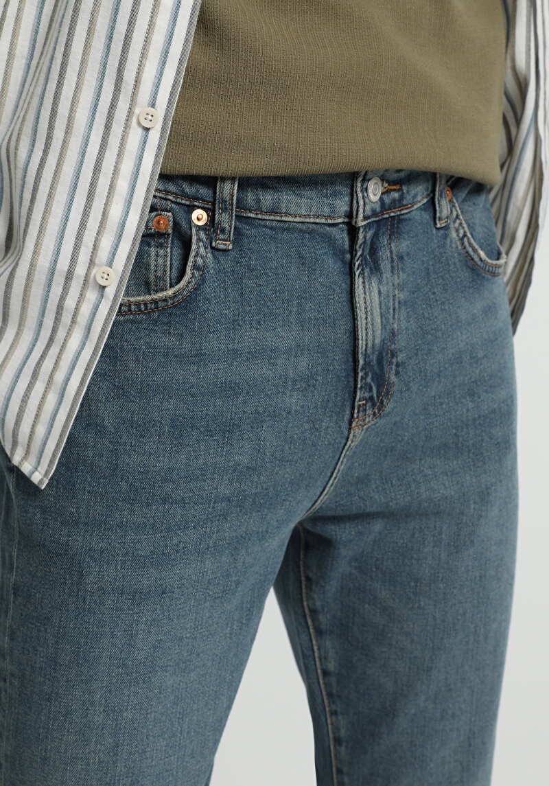 Skinny Fit   Erkek Green Cast Denim Jean Pantolon