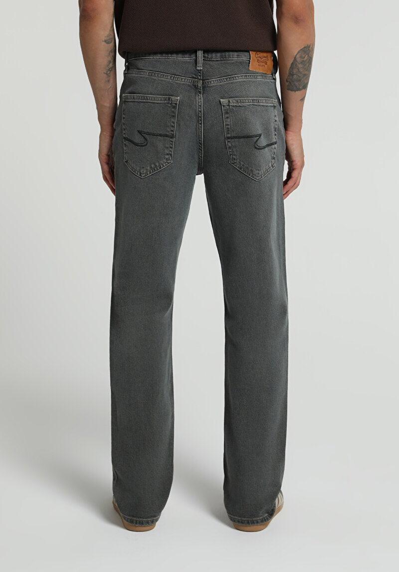 Relaxed Straight Fit Erkek Green Cast Denim Jean Pantolon