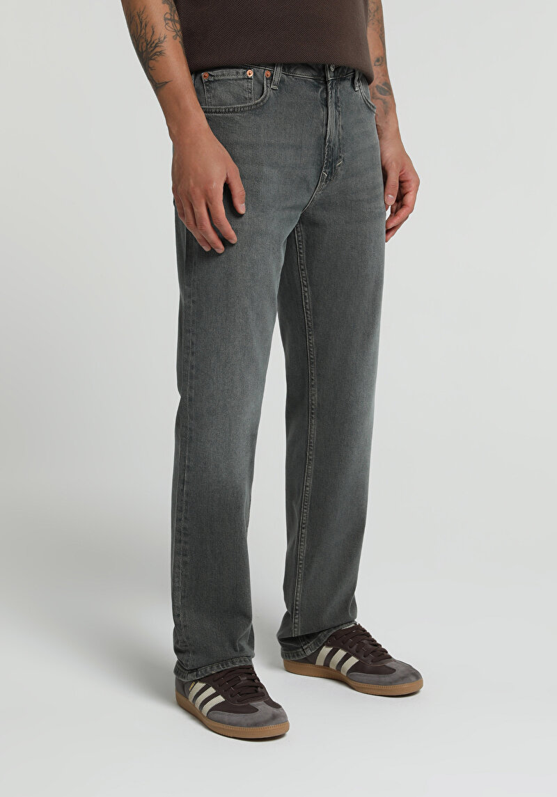 Relaxed Straight Fit Erkek Green Cast Denim Jean Pantolon