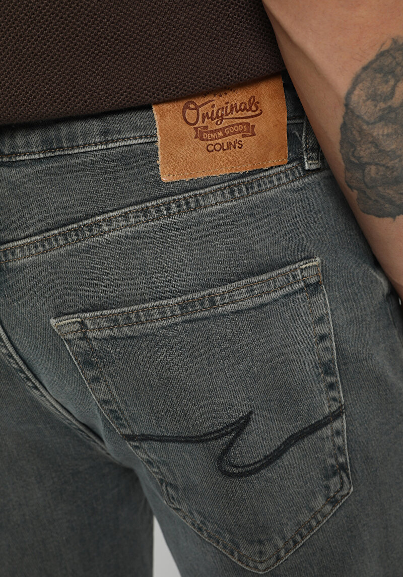 Relaxed Straight Fit   Erkek Green Cast Denim Jean Pantolon