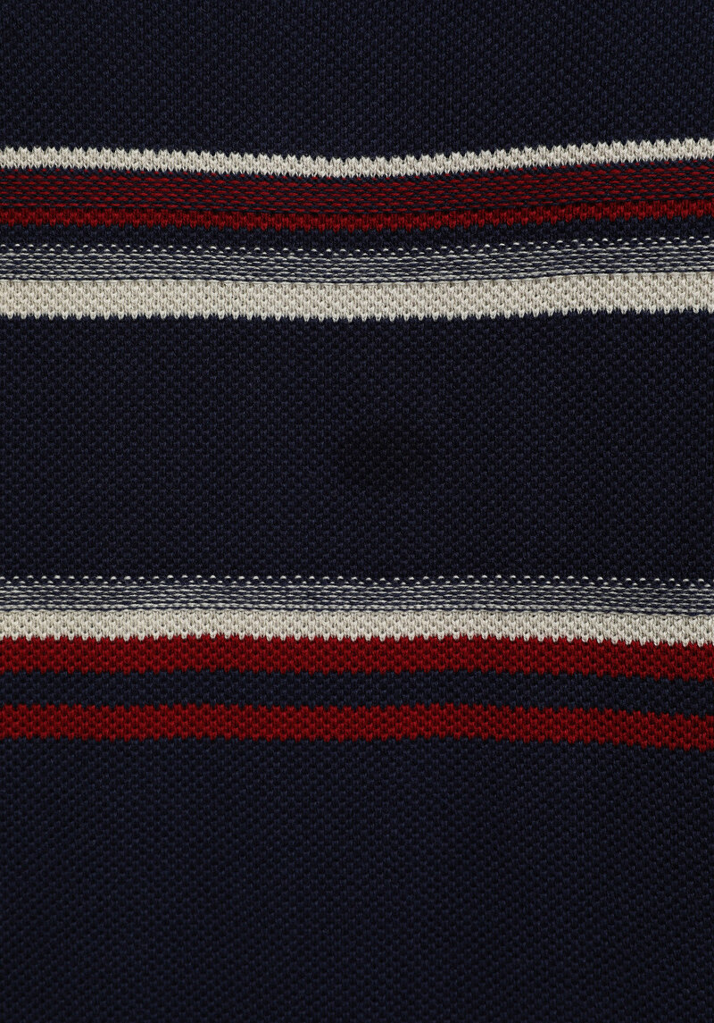 Regular Fit Polo Yaka Jakarlı Erkek Lacivert Kısa Kol Kazak