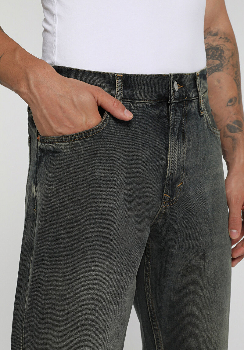 Tapered Fit   Erkek Over Dyed Denim Jean Pantolon