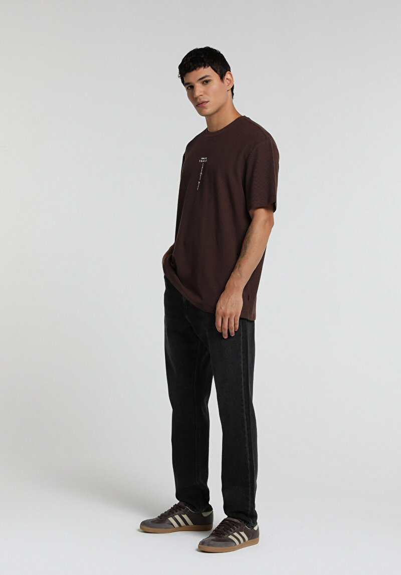 Tapered Fit Erkek Black Black Denim Jean Pantolon