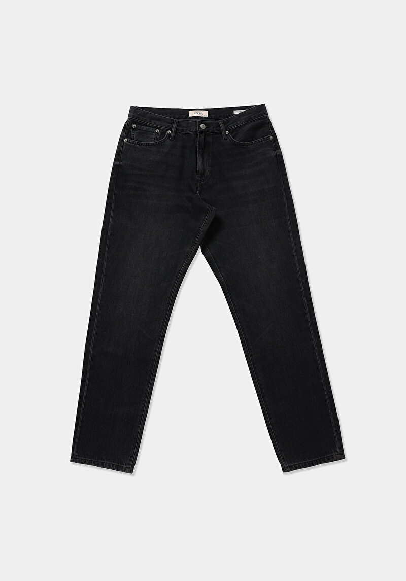 Tapered Fit   Erkek Black Black Denim Jean Pantolon