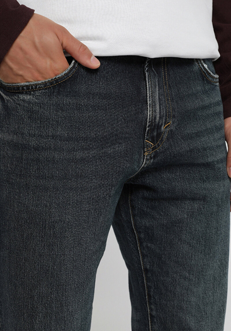 Slim Tapered Fit   Erkek Green Cast Denim Jean Pantolon