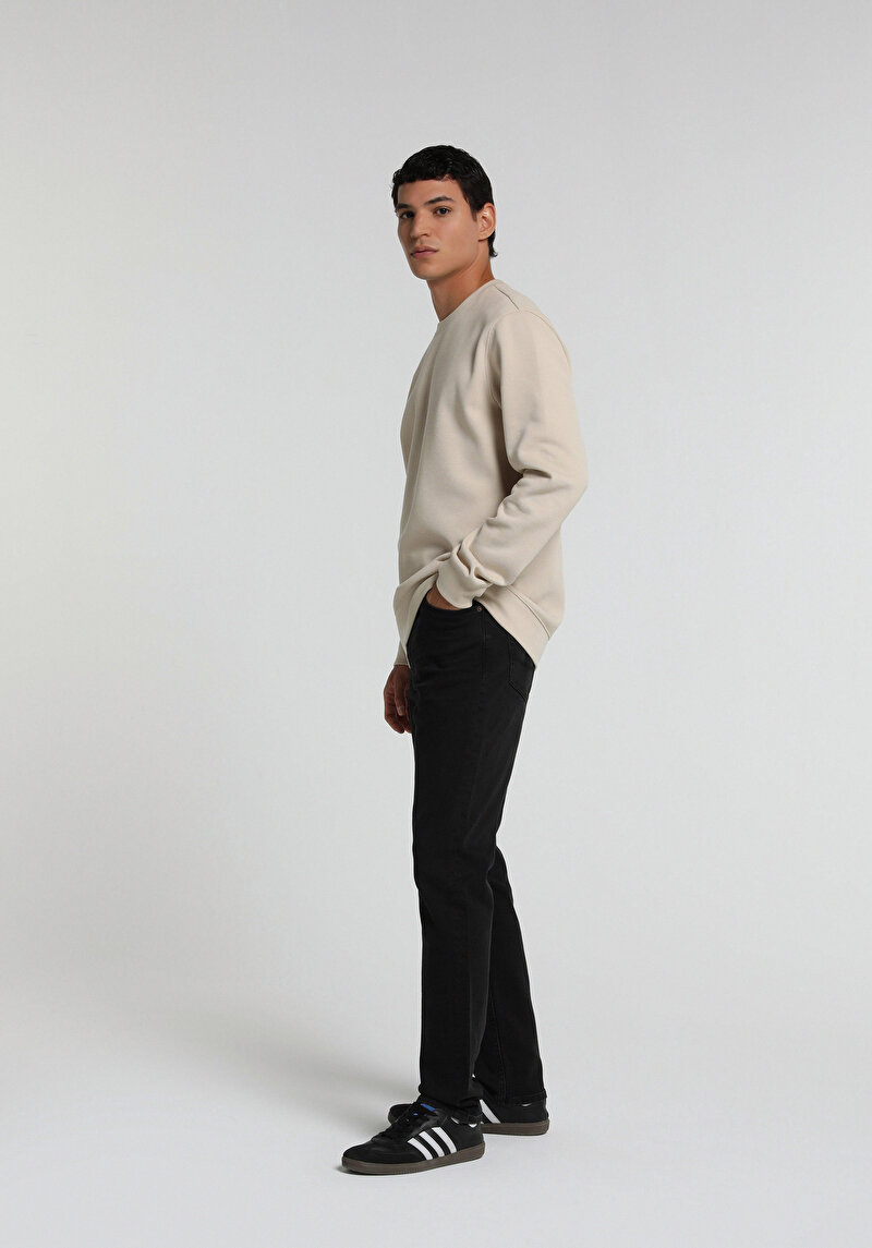 Straight Fit Orta Bel Düz Paça Erkek Black Black Denim Jean Pantolon