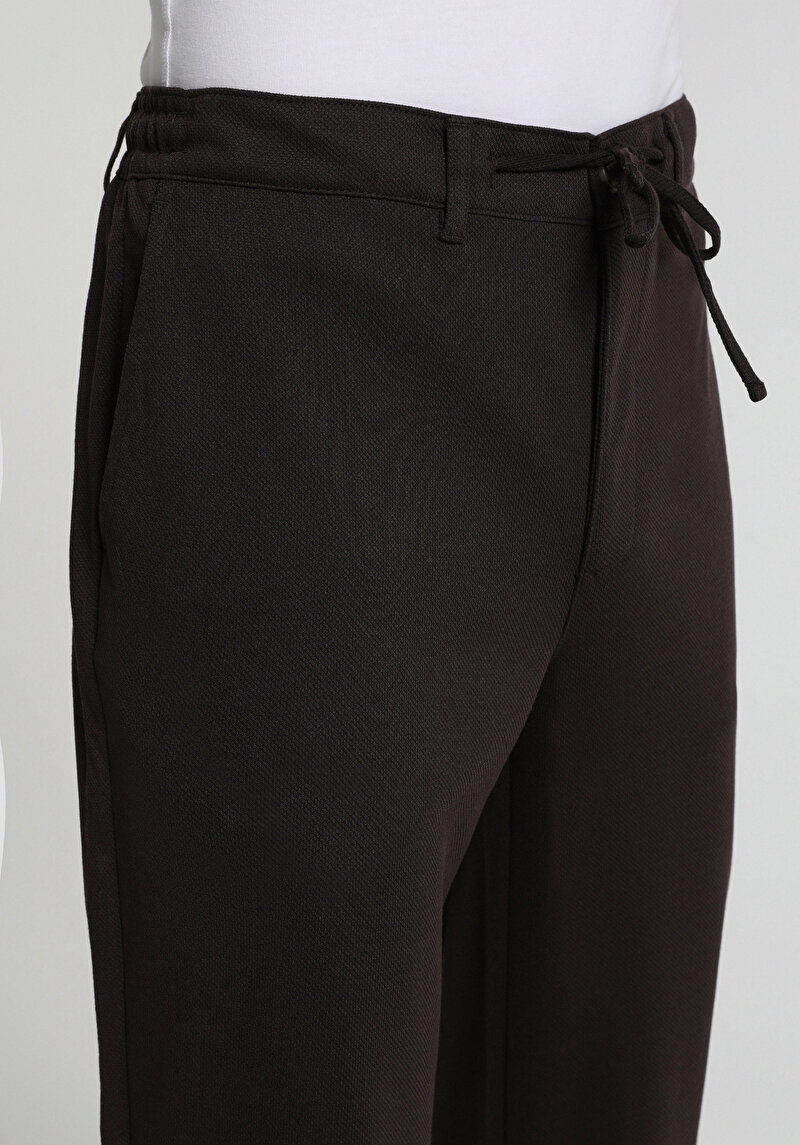 Regular Fit Orta Bel Düz Paça Erkek Kahverengi  Pantolon