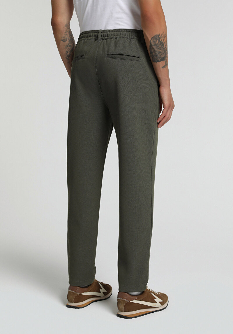 Regular Fit Orta Bel Düz Paça Erkek Yeşil  Pantolon