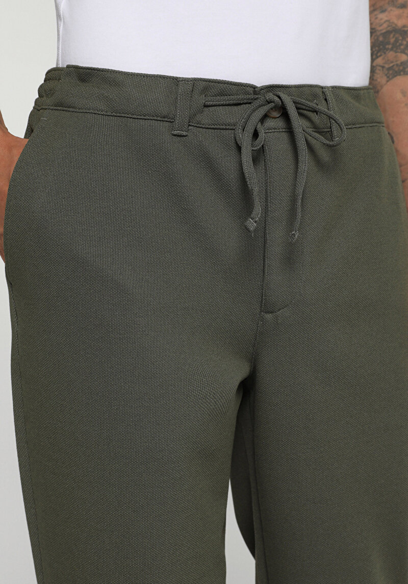 Regular Fit Orta Bel Düz Paça Erkek Yeşil  Pantolon
