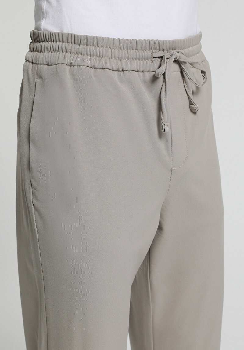 Regular Fit Orta Bel Düz Paça Erkek Bej  Pantolon
