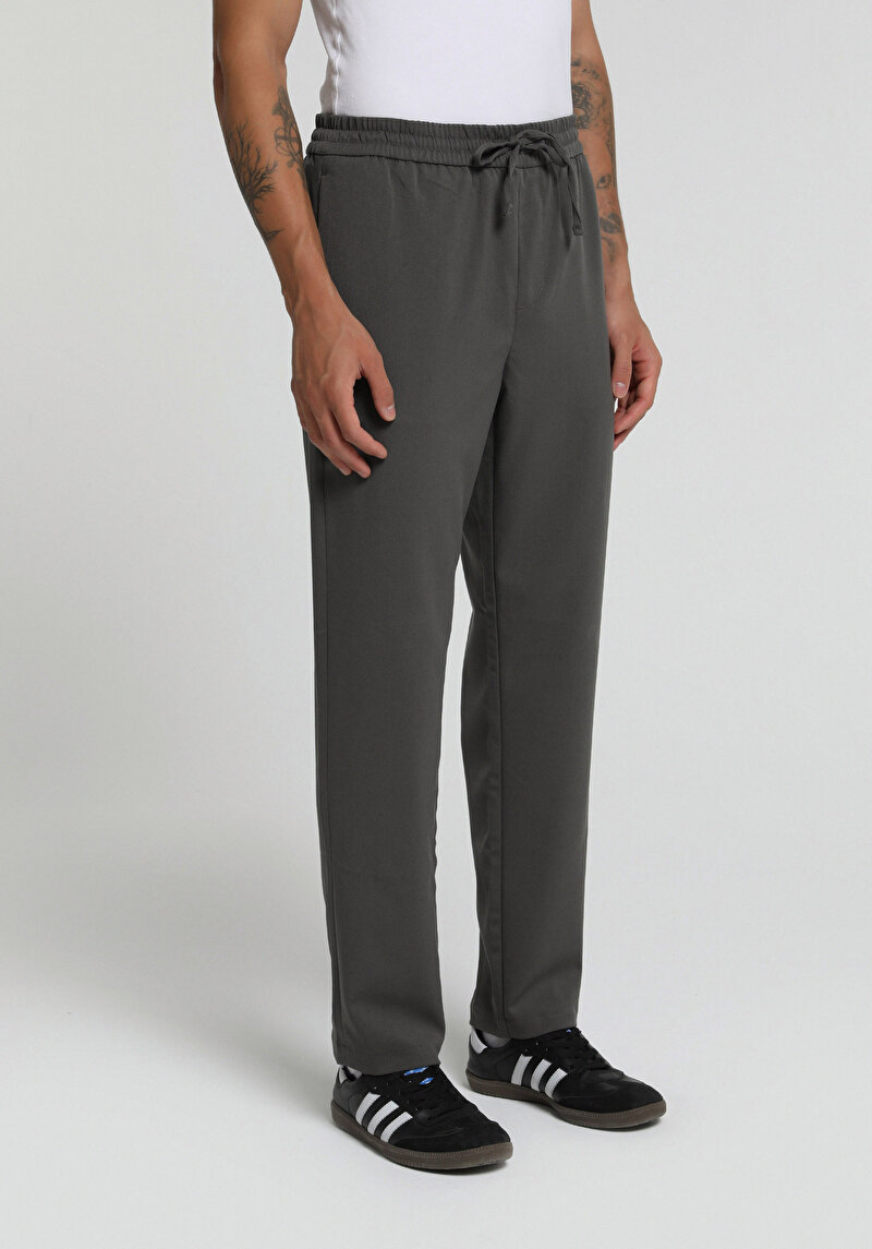 Regular Fit Orta Bel Düz Paça Erkek Yeşil  Pantolon