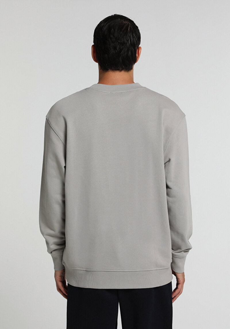 Relaxed Fit Yuvarlak Yaka Düz Erkek Gri Sweatshirt