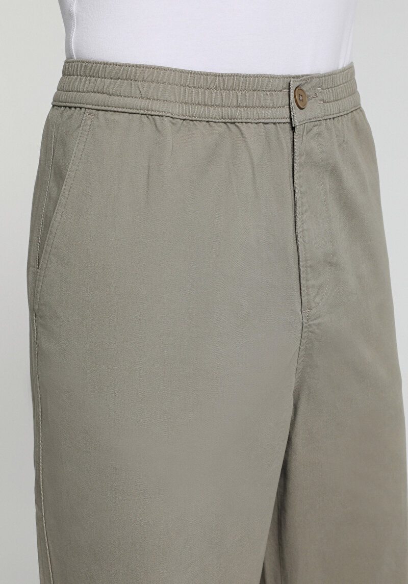 Relaxed Fit Orta Bel Düz Paça Erkek Bej  Pantolon