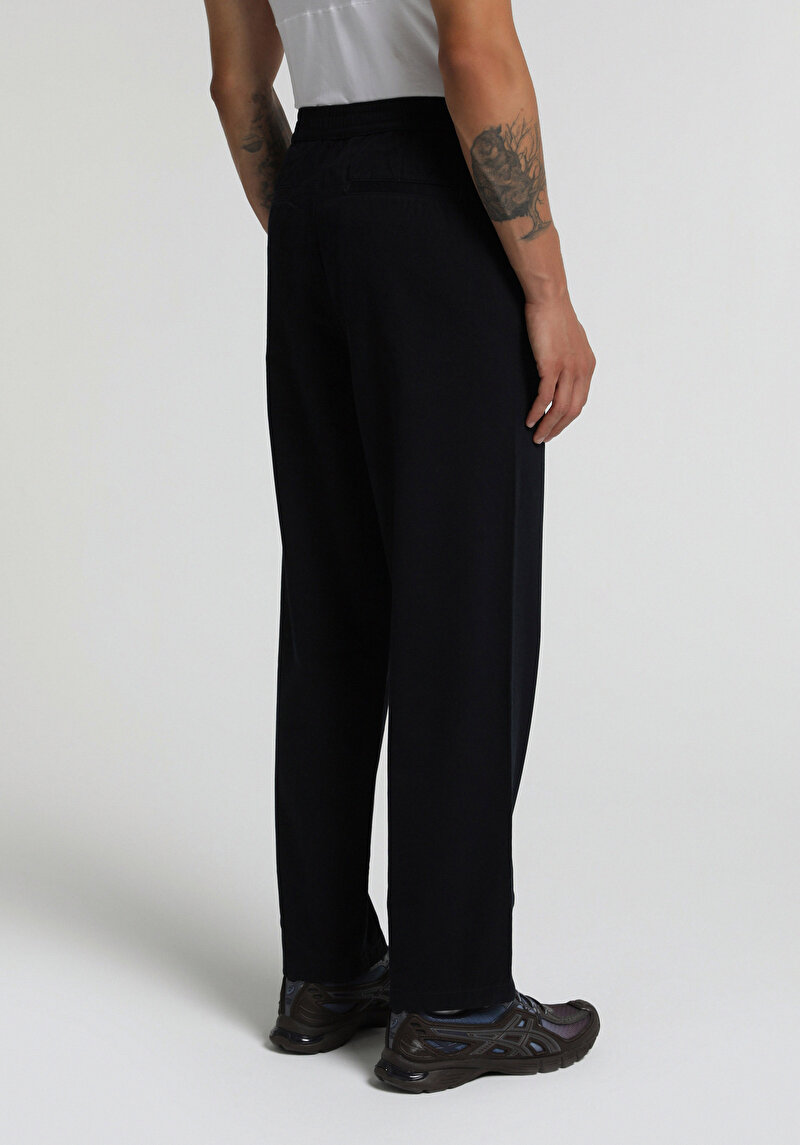 Relaxed Fit Orta Bel Düz Paça Erkek Lacivert  Pantolon