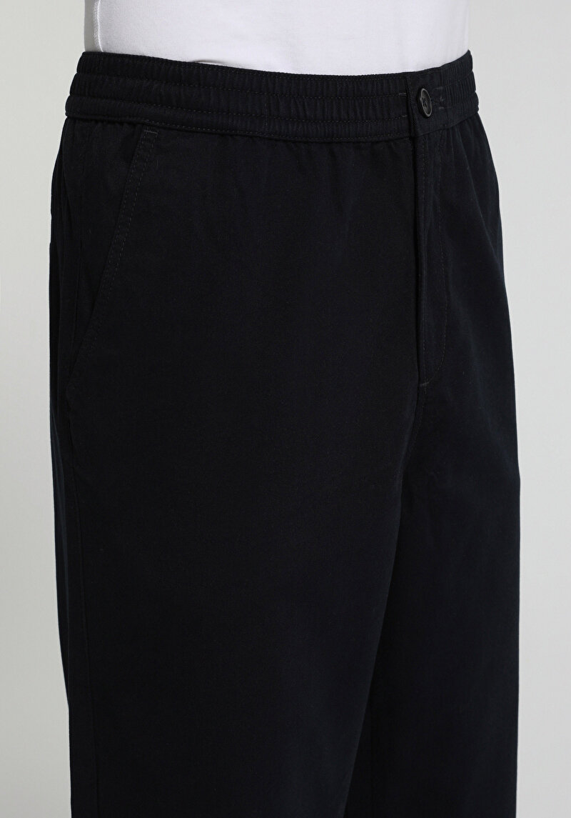 Relaxed Fit Orta Bel Düz Paça Erkek Lacivert  Pantolon