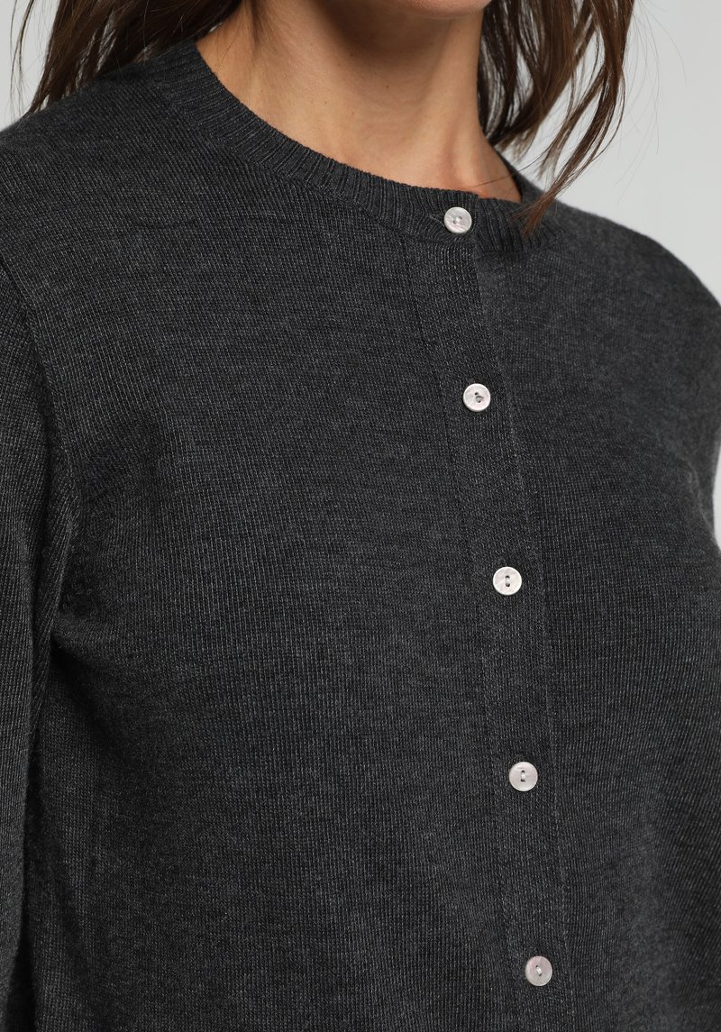 Slim Fit Yuvarlak Yaka Düz Kadın Antrasit Hırka