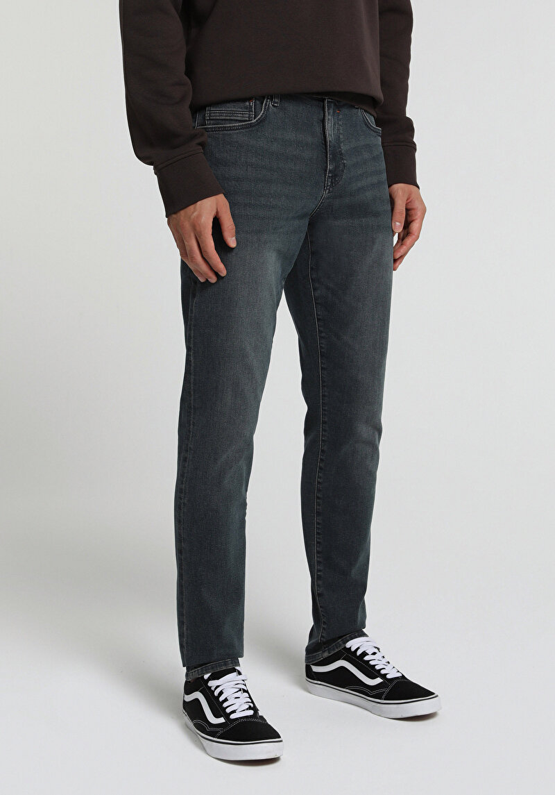 Slim Fit Erkek Over Dyed Denim Jean Pantolon