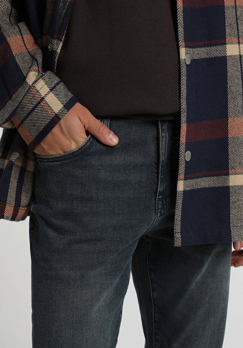 Slim Fit   Erkek Over Dyed Denim Jean Pantolon
