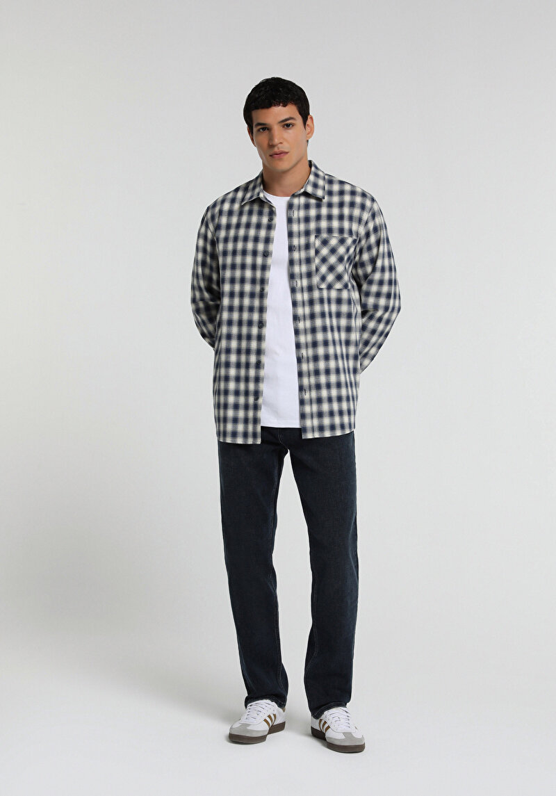 Straight Fit Erkek Blue Black Denim Jean Pantolon