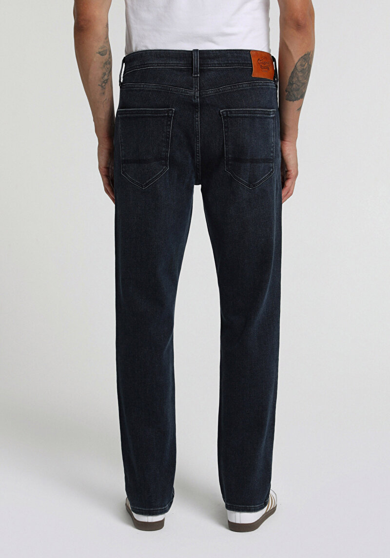Straight Fit Erkek Blue Black Denim Jean Pantolon