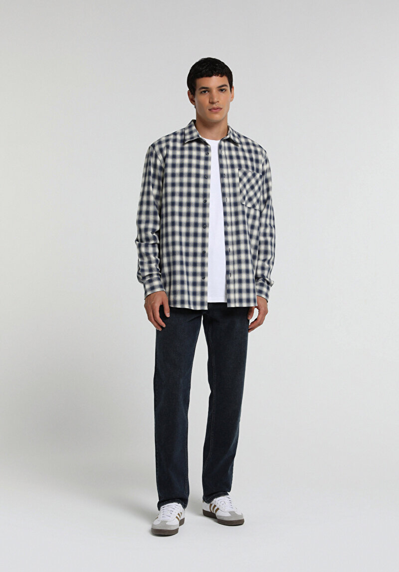 Straight Fit Erkek Blue Black Denim Jean Pantolon