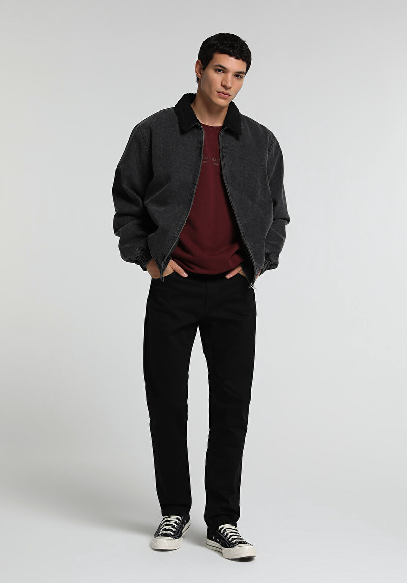 Straight Fit Erkek Black Black Denim Jean Pantolon