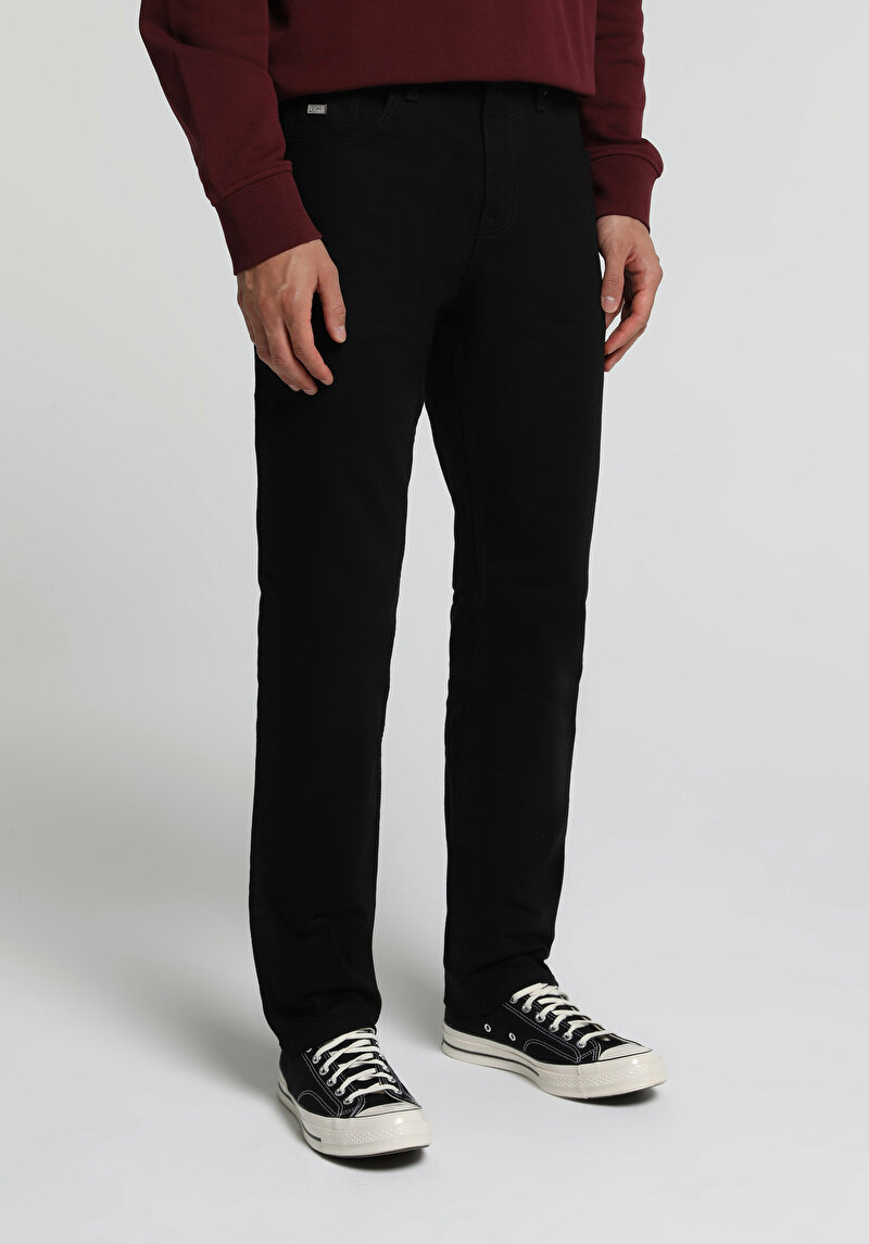 Straight Fit Erkek Black Black Denim Jean Pantolon