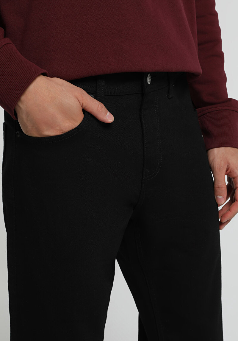 Straight Fit   Erkek Black Black Denim Jean Pantolon