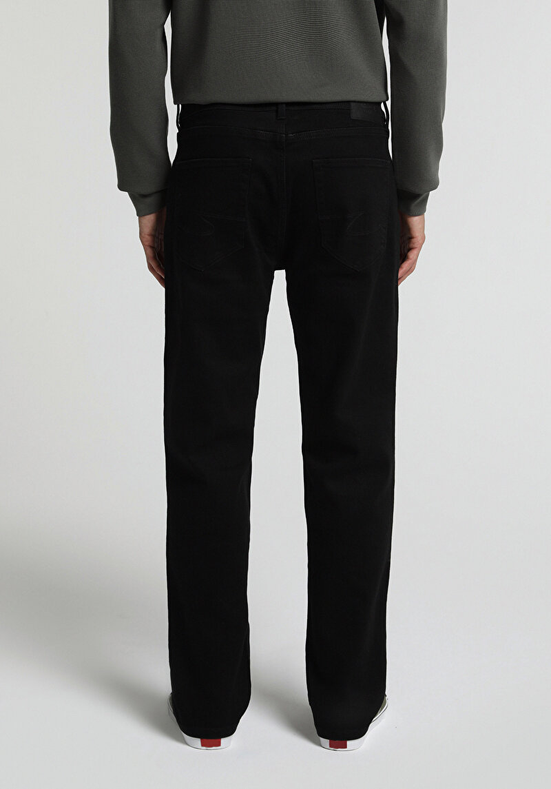 Relaxed Straight Fit   Erkek Mid İndigo Denim Jean Pantolon
