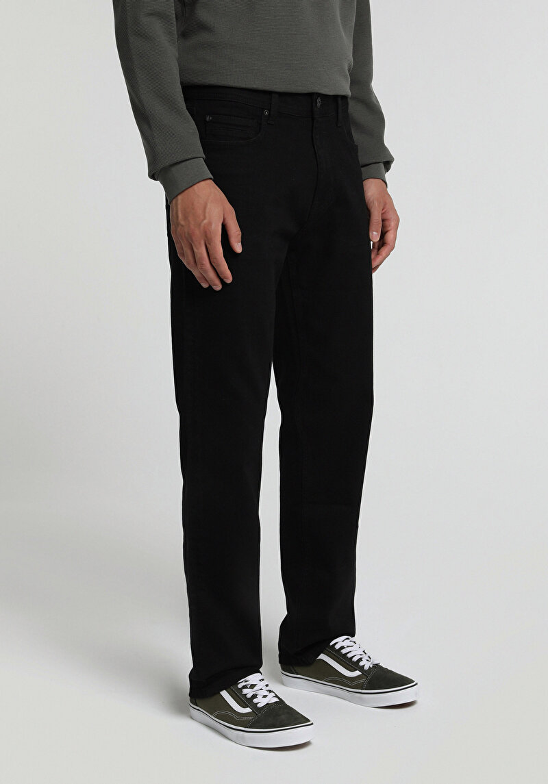 Relaxed Straight Fit Erkek Mid İndigo Denim Jean Pantolon