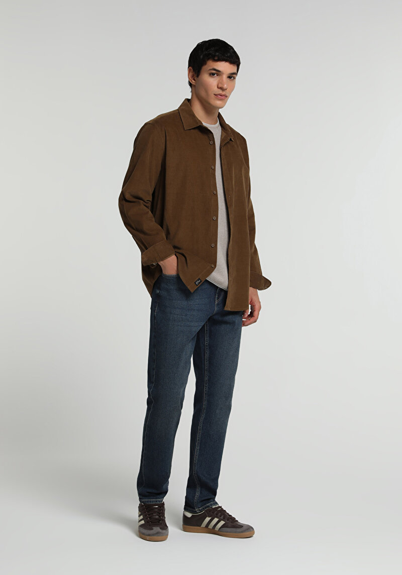 Slim Tapered Fit   Erkek Green Cast Denim Jean Pantolon