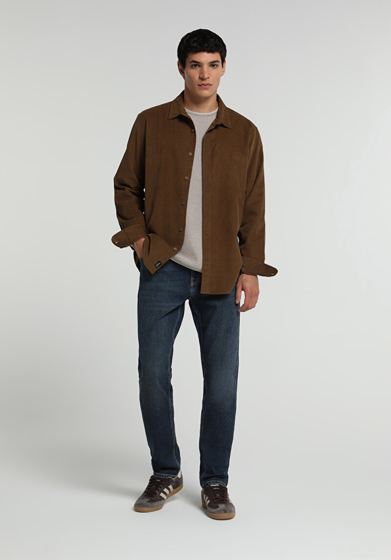 Slim Tapered Fit Erkek Green Cast Denim Jean Pantolon