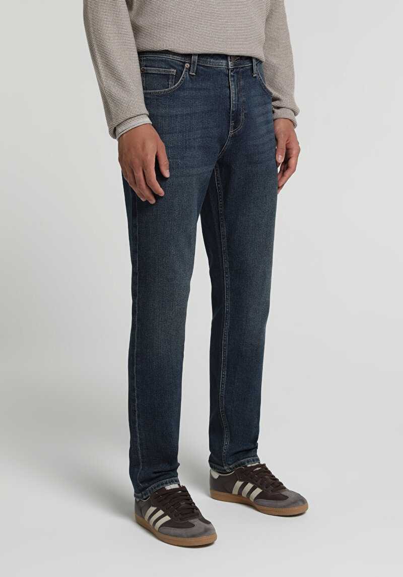 Slim Tapered Fit Erkek Green Cast Denim Jean Pantolon