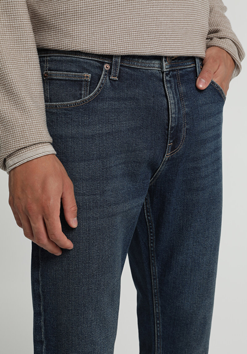Slim Tapered Fit   Erkek Green Cast Denim Jean Pantolon