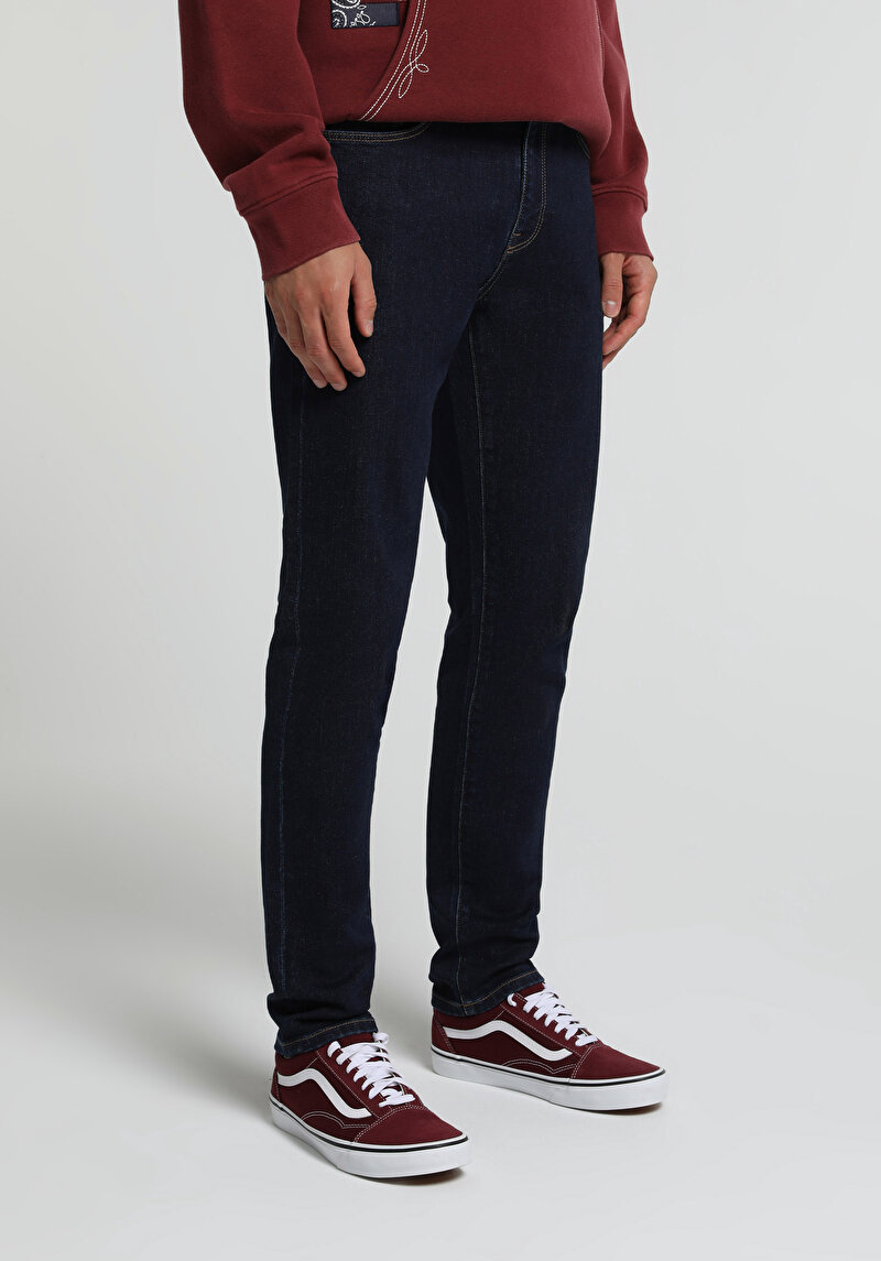 Slim Fit Erkek Dark İndigo Denim Jean Pantolon