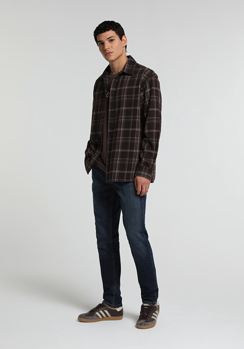 Slim Fit Erkek Dark İndigo Denim Jean Pantolon