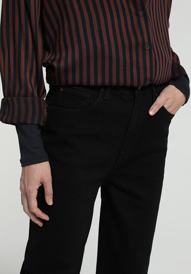 Slim Tapered Fit   Kadın Black Black Denim Jean Pantolon