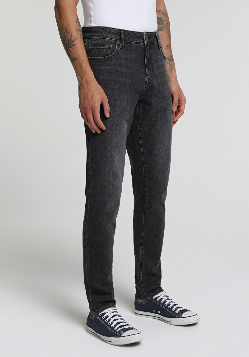 Slim Fit   Erkek Black Denim Jean Pantolon
