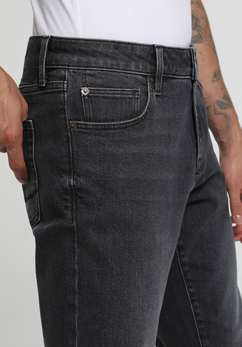 Slim Fit   Erkek Black Denim Jean Pantolon