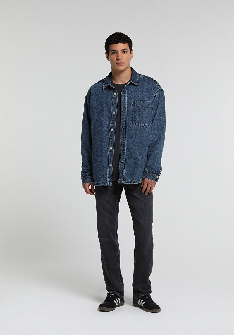 Straight Fit Erkek Black Denim Jean Pantolon
