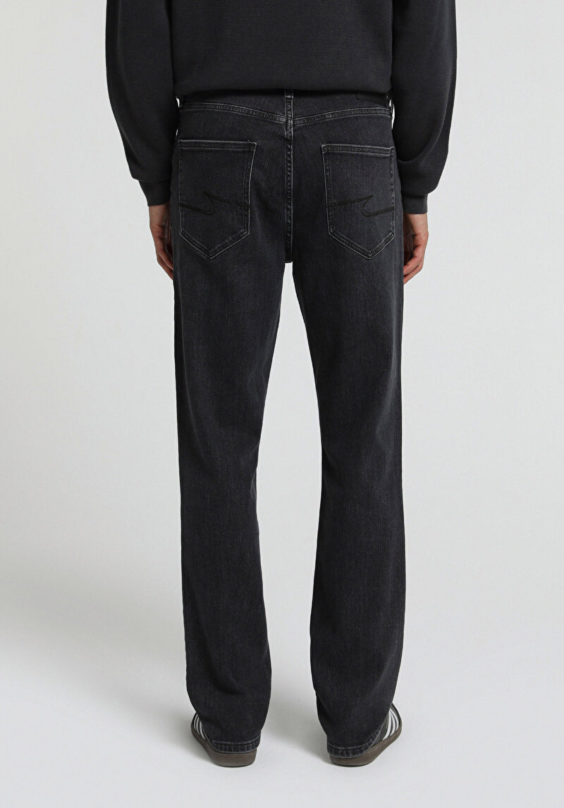 Straight Fit Erkek Black Denim Jean Pantolon