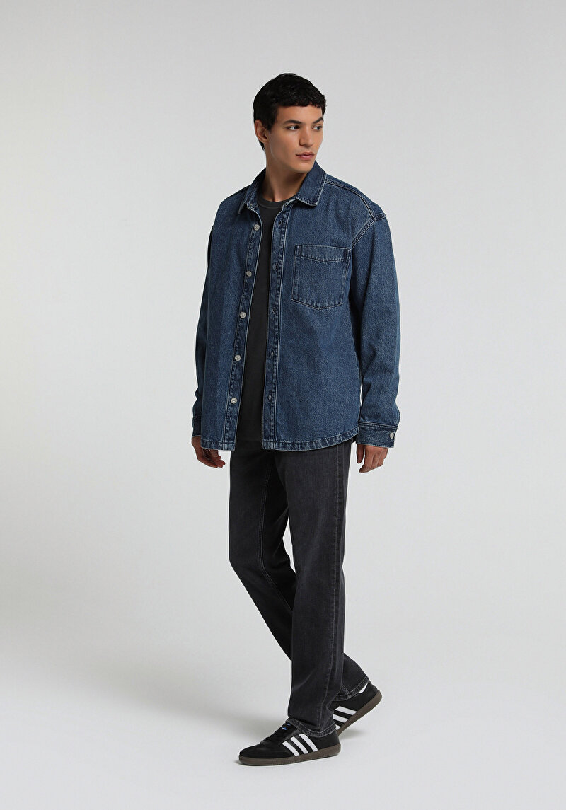 Straight Fit Erkek Black Denim Jean Pantolon