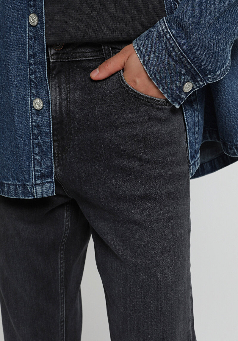 Straight Fit   Erkek Black Denim Jean Pantolon