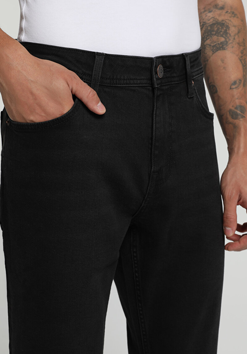 Slim Tapered Fit   Erkek Black Black Denim Jean Pantolon