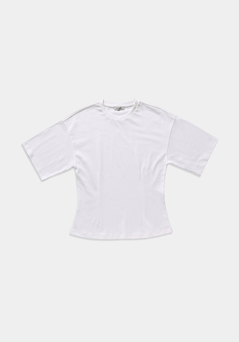 Slim Fit Yuvarlak Yaka Düz Kadın Beyaz Kısa Kol Tişört