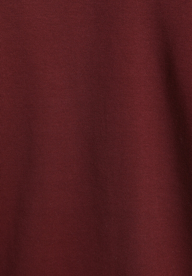 Regular Fit Yuvarlak Yaka Düz Kadın Bordo Kısa Kol Tişört
