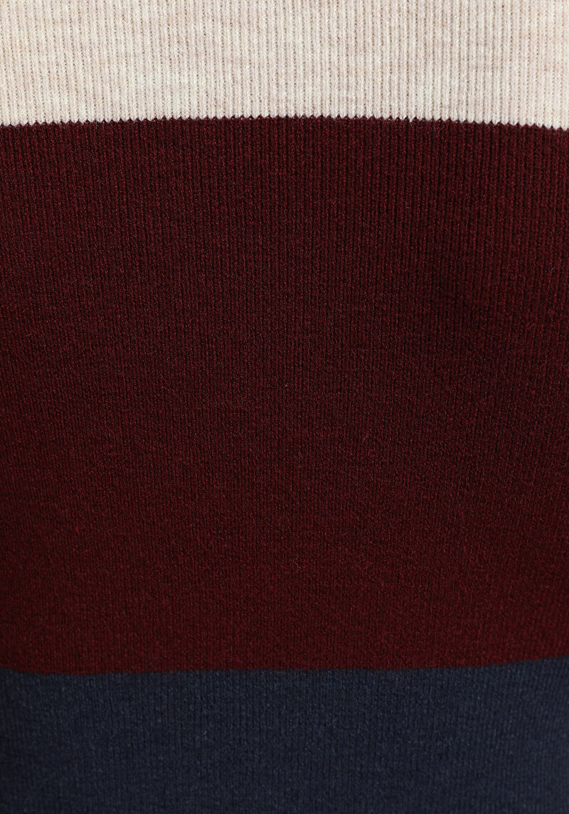 Slim Fit Yuvarlak Yaka Çizgili Kadın Çok Renkli Kazak