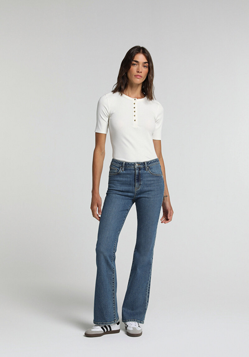 Slim Fit Kadın Beyaz Tişört